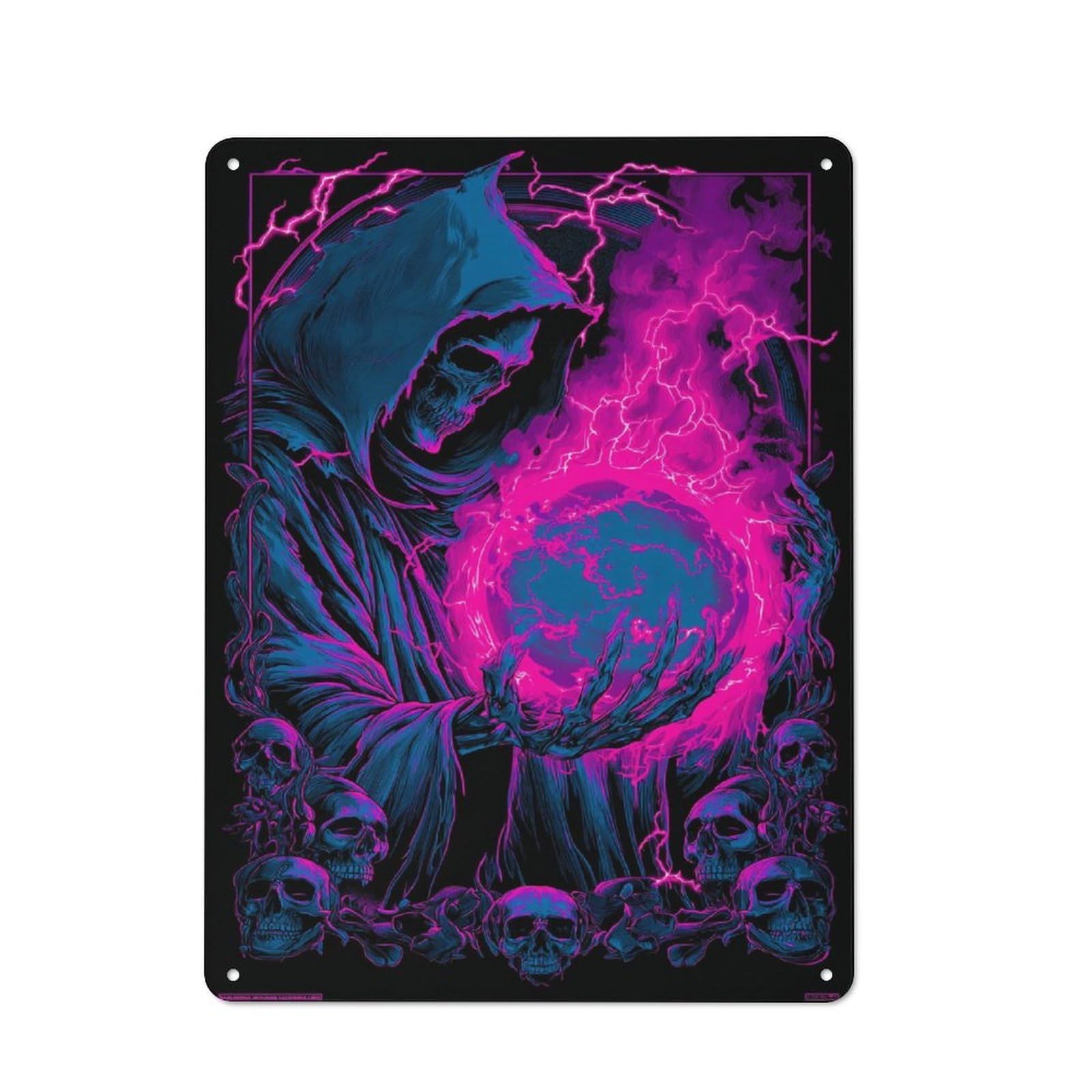 Junmoney Neon Grim Reaper Retro Metal Wall Sign 40X30cm With For Bar Or Restaurant, A Housewarming Gift For Hospitality Decor Collectors