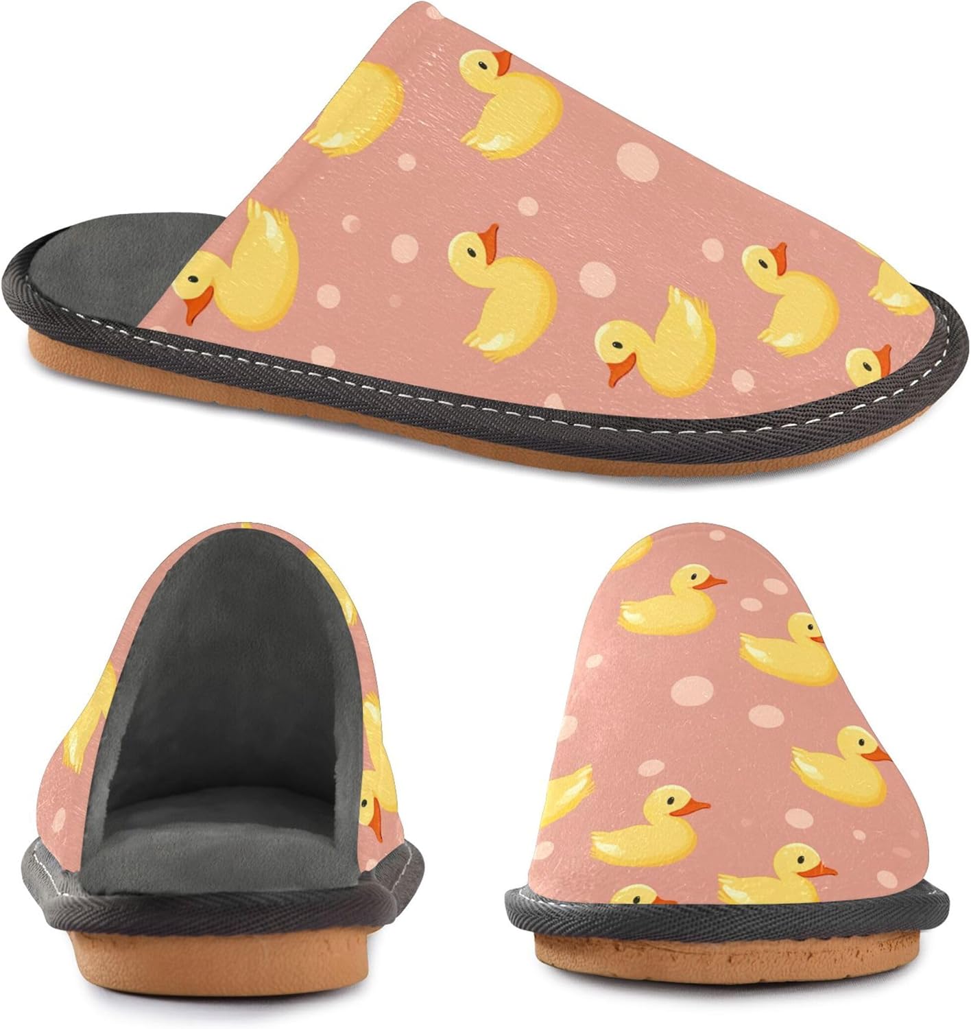Cute Duck House Slippers – Cozy Fuzzy Slippers for Guests, Washable & Disposable, Perfect for Shoeless Home, Spa & Hotel Use A111646