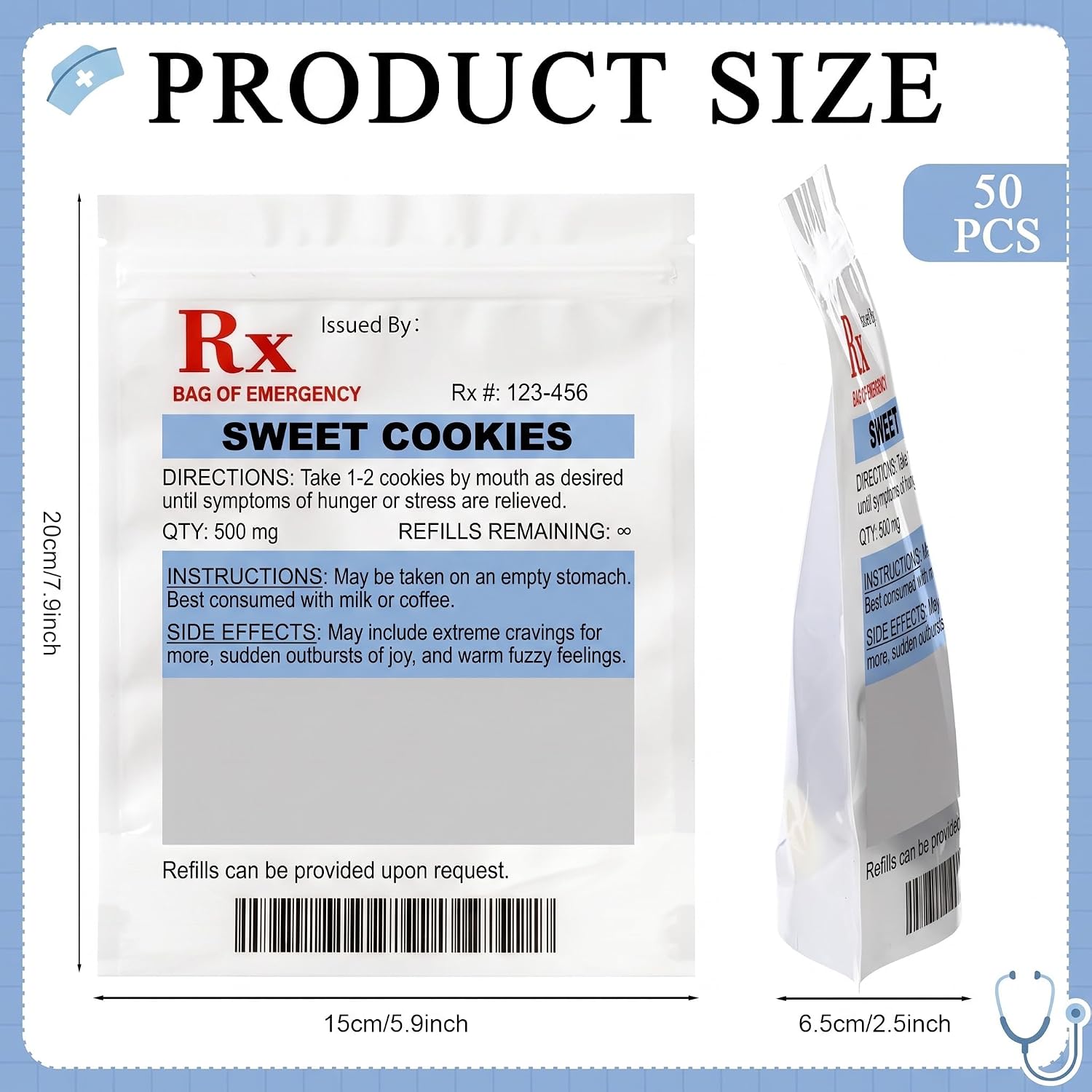 Epakh 50 Pcs Pharmacy Technician Gift Bags Sweet Cookies Funny Bags Bulk image 2