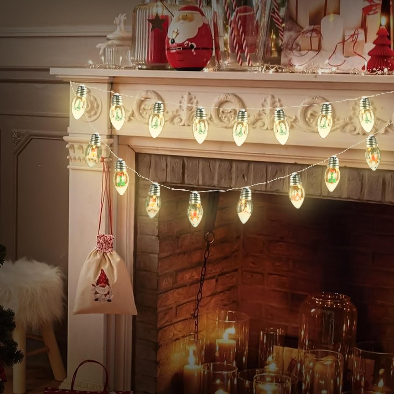 JZBAJOLY Christmas Lights 2Pack 12 LED 7.87ft Christmas