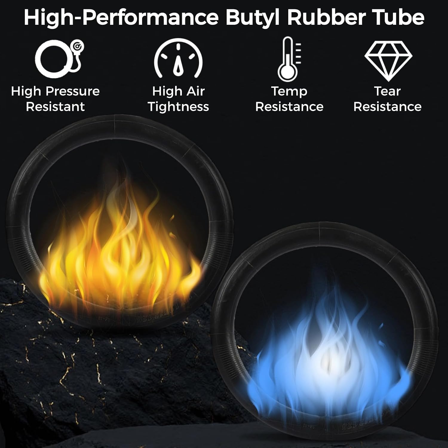 yeesport 26x2.125 Bicycle Tire Tube Set, 2 Pack 26 Inch Mountain Bike Tires with Repair Tool Kit, 26 x 2.125 Bike Tire and Inner Tubes for Mountain Forest Path Muddy Trail Backroad