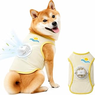 犬 空調服 クールベスト 犬 ファン付き夏用ベスト 3段階風量調整 冷感ひんやり 綿混アイスシルク生地 UV対策 メッシュ軽量 ファン取り外し可能 洗える 充電しやすい 室内屋外の散歩 ドッグラン キャンプに 暑い日の外出を快適にサポート(イエロー,3XL)