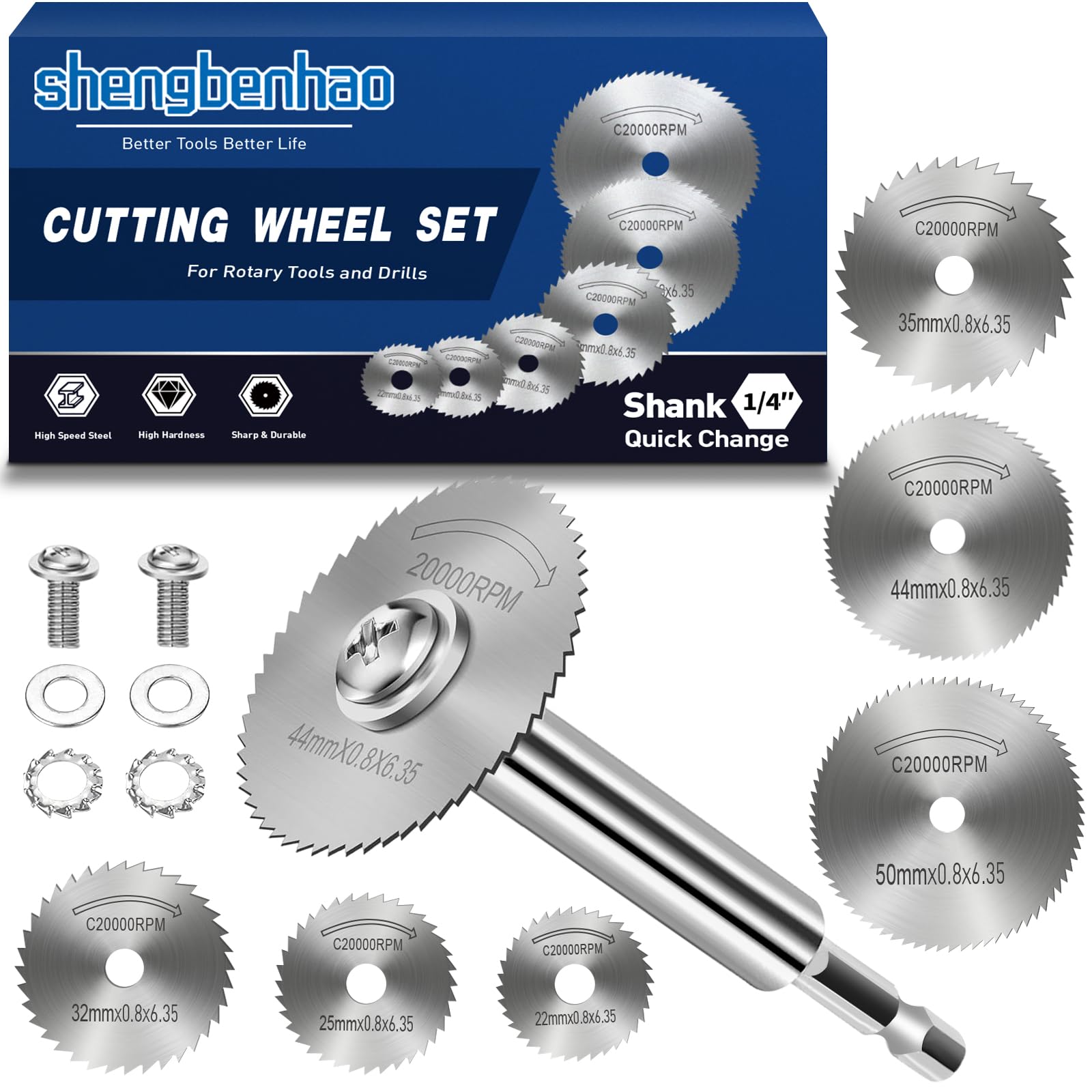 shengbenhao 1/4" Hex Shank (100mm) Rotary Drill Saw Blades