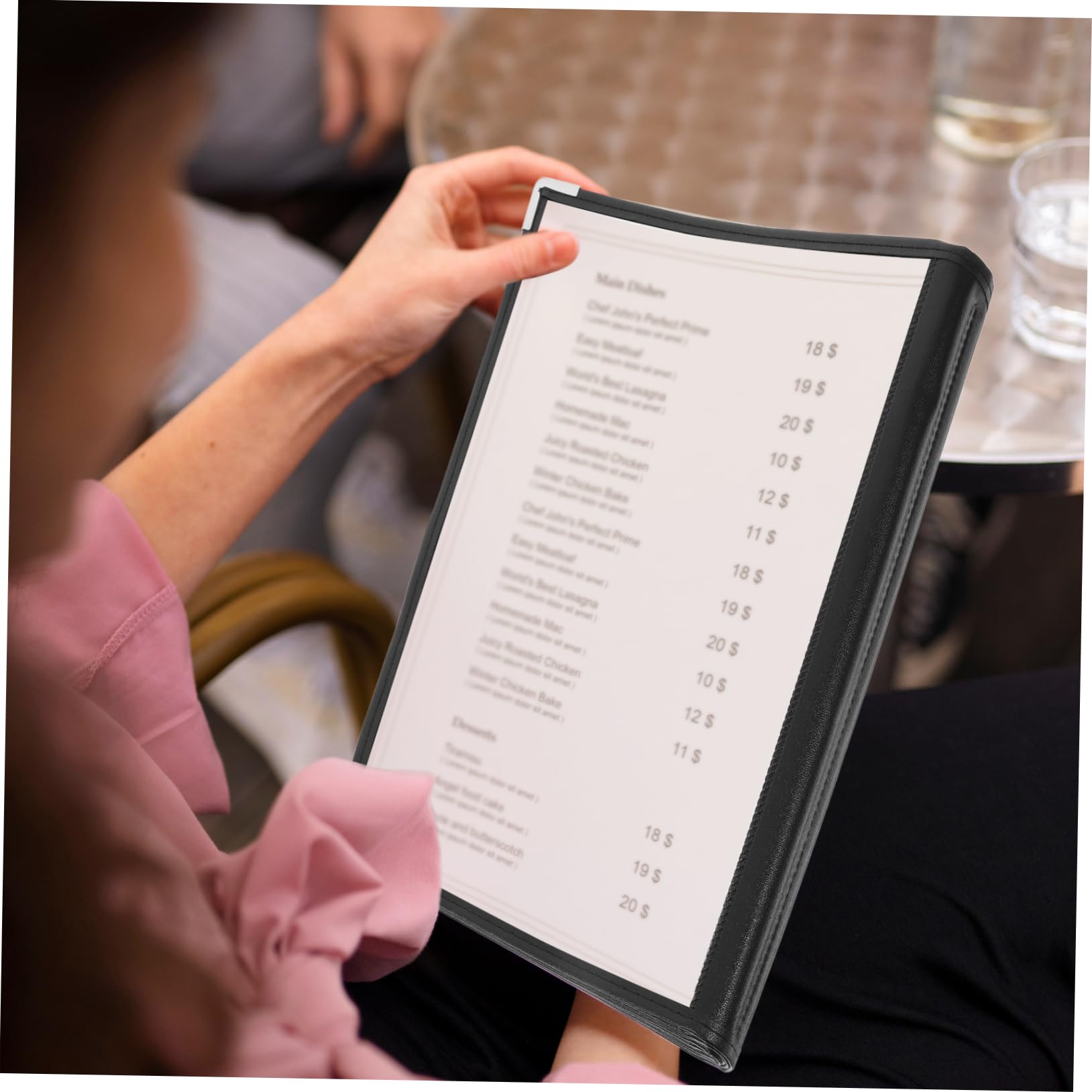 Porta Menù in Pvc Trasparente con Lati per Ristoranti e Bar Forniture per Ristoranti Copertina Trasparente per Libri Porta da Vino Cartellina per Libri da Ristorante