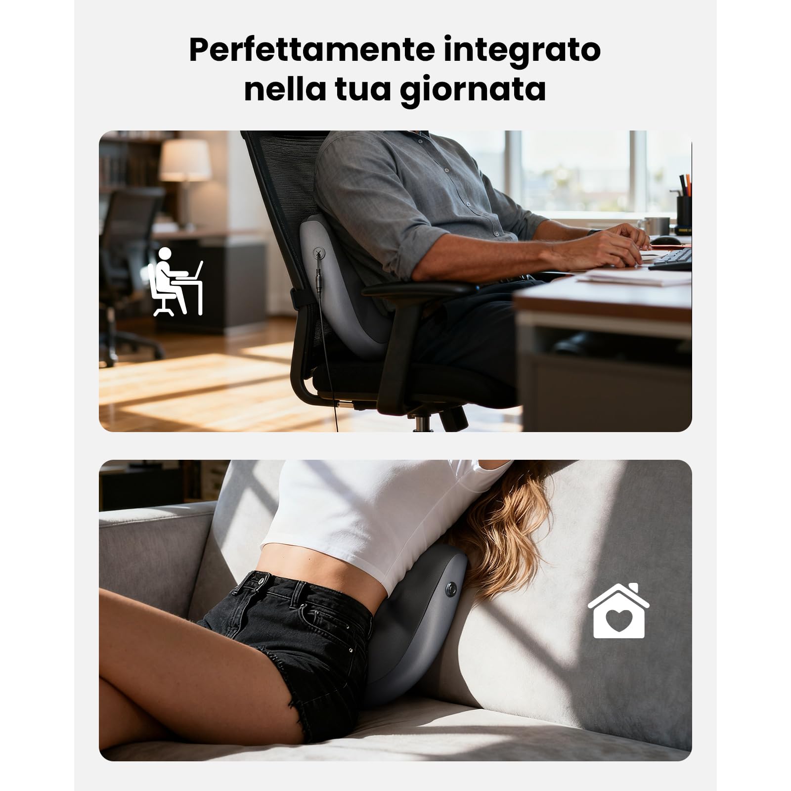 BOB AND BRAD Massaggiatore Schiena e Collo con Funzione Termica, Massaggiatore Cervicale Elettrico con Telecomando e 3 Intensità, Cuscino Massaggiante Spalle Lombari, Relax Casa Ufficio