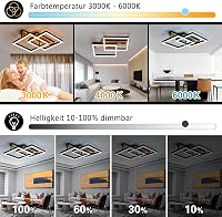 SEATAIN LED Mennyezeti Lámpa Fa Kerettel Dimmelhető Távirányítóval 47cm - Black 8
