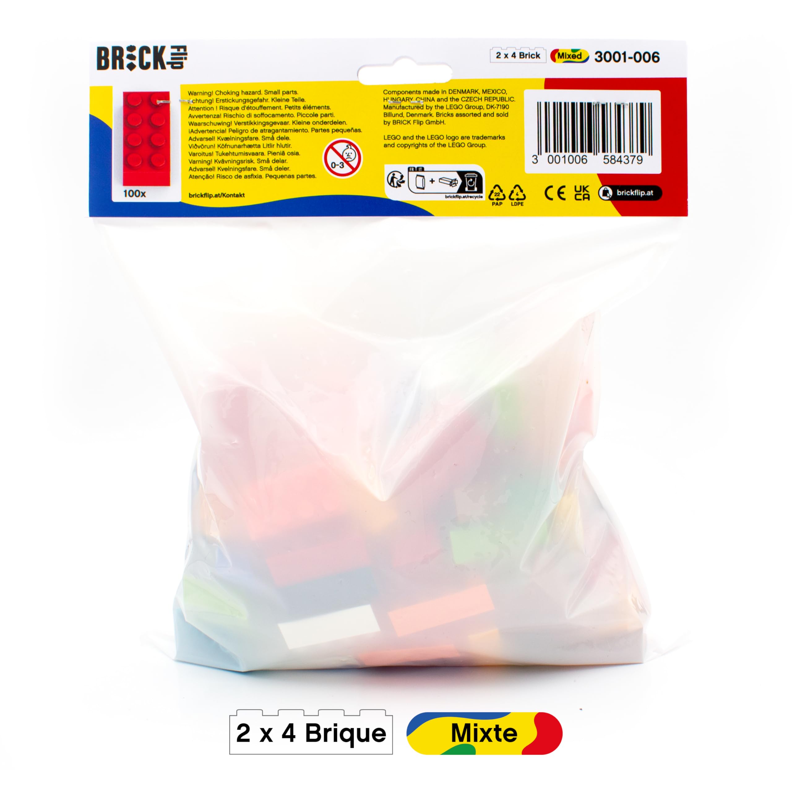 Lego Briques Vrac 2x4 Multicolore, 100 Pièces - Briques Lego Vrac Classic, Caisse Blocs Vrac à partir de 4 | Basic Bricks (3001)