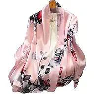 Large Silk Shawl Scarf for Women-Lightweight Satin Long Wrap Silky Fashion Neck Scarf Hijab Headscarf Sun Cover Shawl