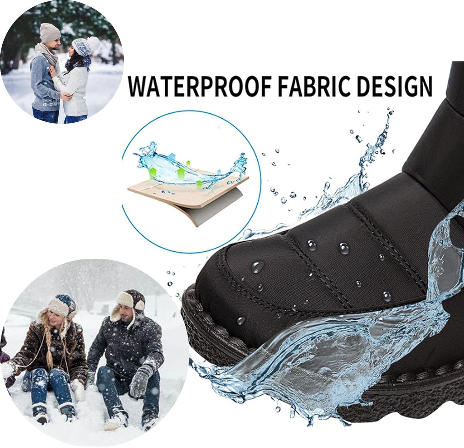 Women's Waterproof Non-slip Warm Ankle Snow Boots, Platform Warm Fur Lined Thermal Winter Ankle Boots Orthopedic Shoes with Zipper