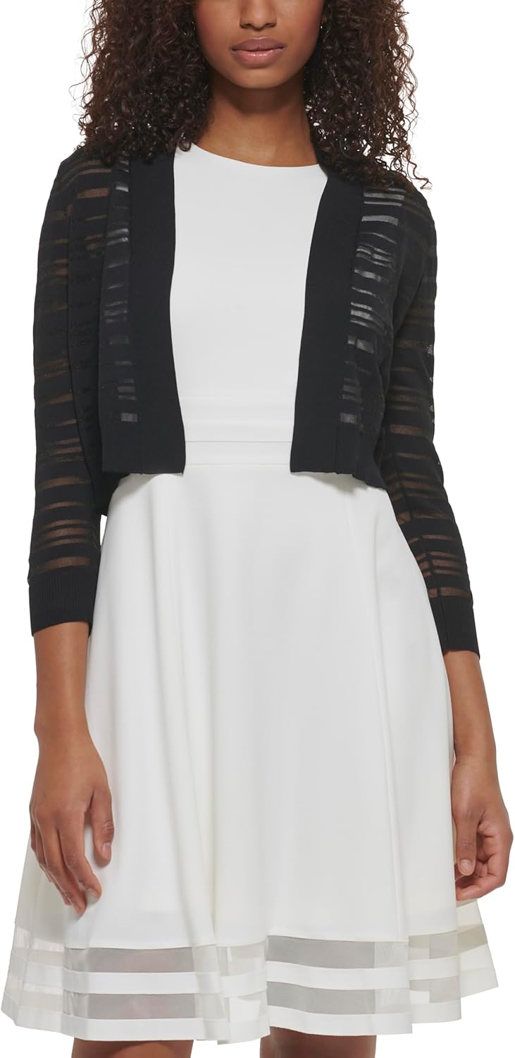 Calvin Klein Women's 3/4 Sleeve Lightweight Shrug Sweater