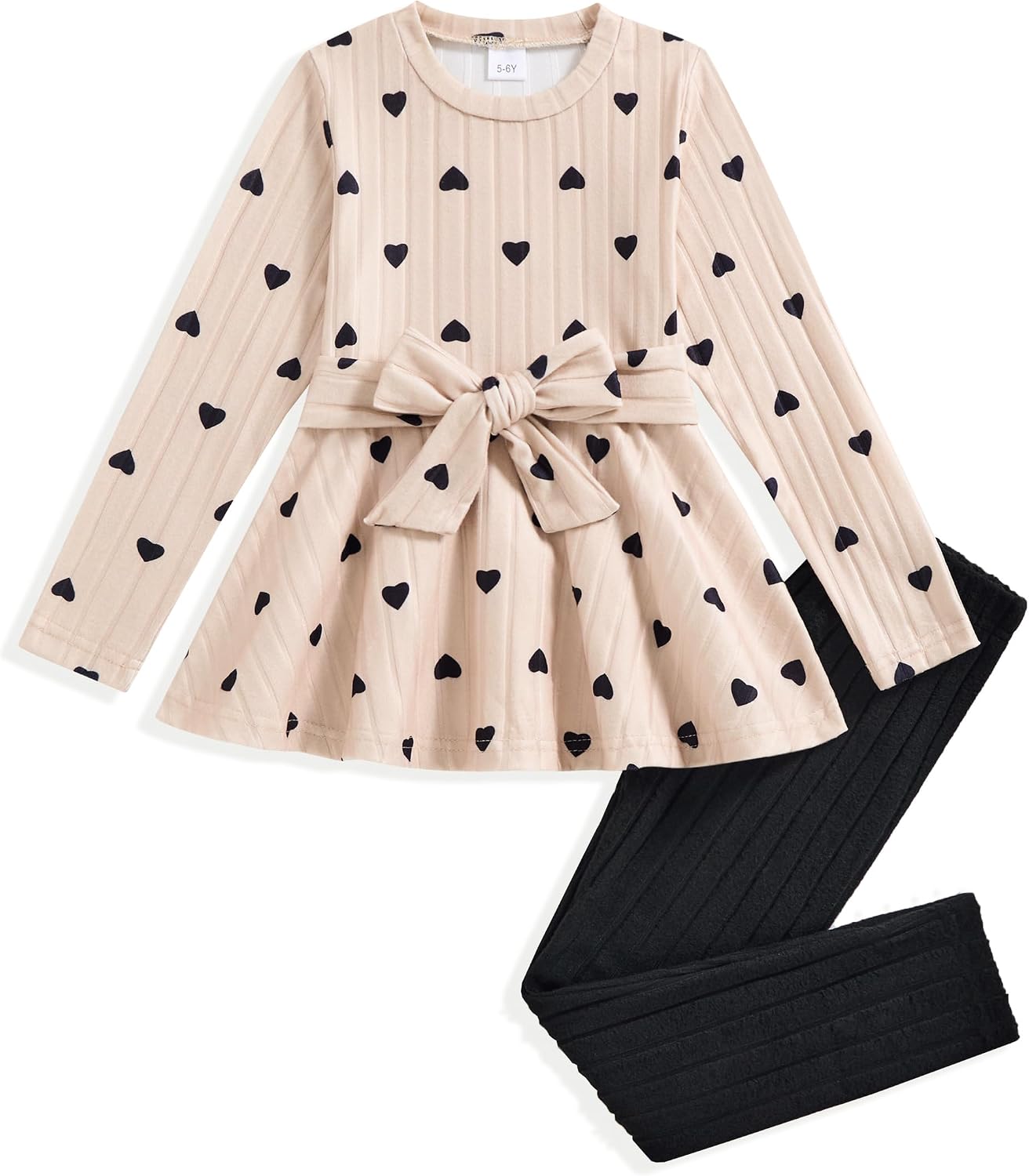 Toddler Girl Clothes Long Sleeve Outfits Ruffle Top with Waistband Ribbed Pant Set Fall Clothing for Kids Girls