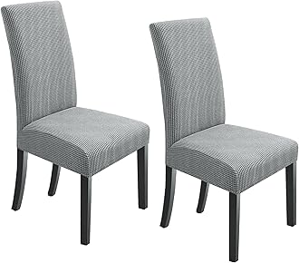 NORTHERN BROTHERS Dining Chair Covers Stretch Chair Covers Parsons Chair Slipcover Chair Covers for Dining Room Set of 2,Light Grey