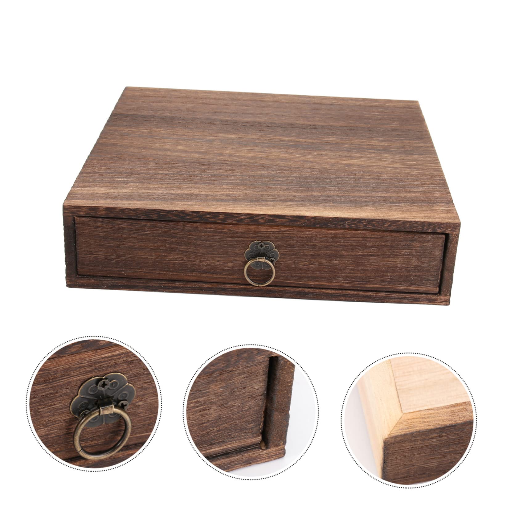 SHOWERORO Caja para Guardar Pasteles de Té Vintage de Madera Marrón