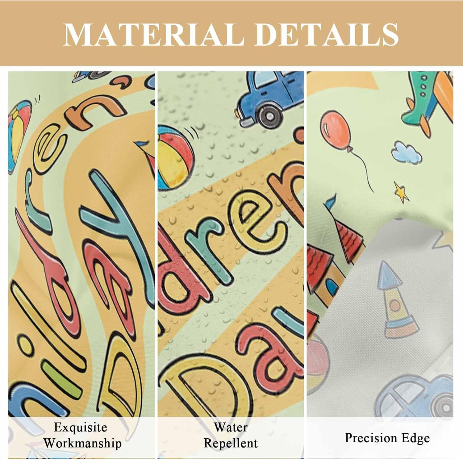 Happy Children's Day Rectangle Tablecloth, Cartoon Castle Childhood Innocence Waterproof & StainResistant Tablecloth, Washable Oil-proof Table Cover for Dining/Party/Wedding/Camping/Buffet 60x84 In