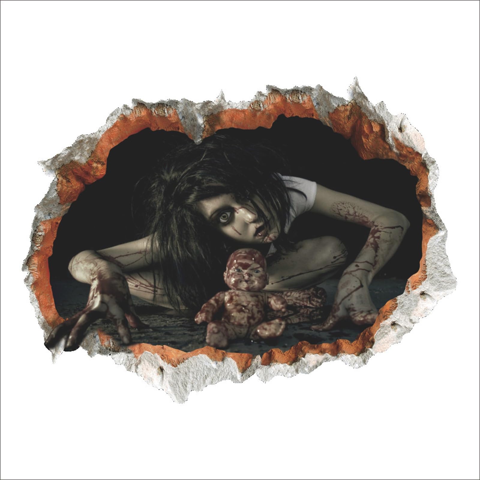 Halloween Horror Wall Sticker, Scary Window Ghost Sticker,Horror 3D Three-Dimensional Wall Sticker, Halloween Floor Cling Women Ghost Sticker (A)