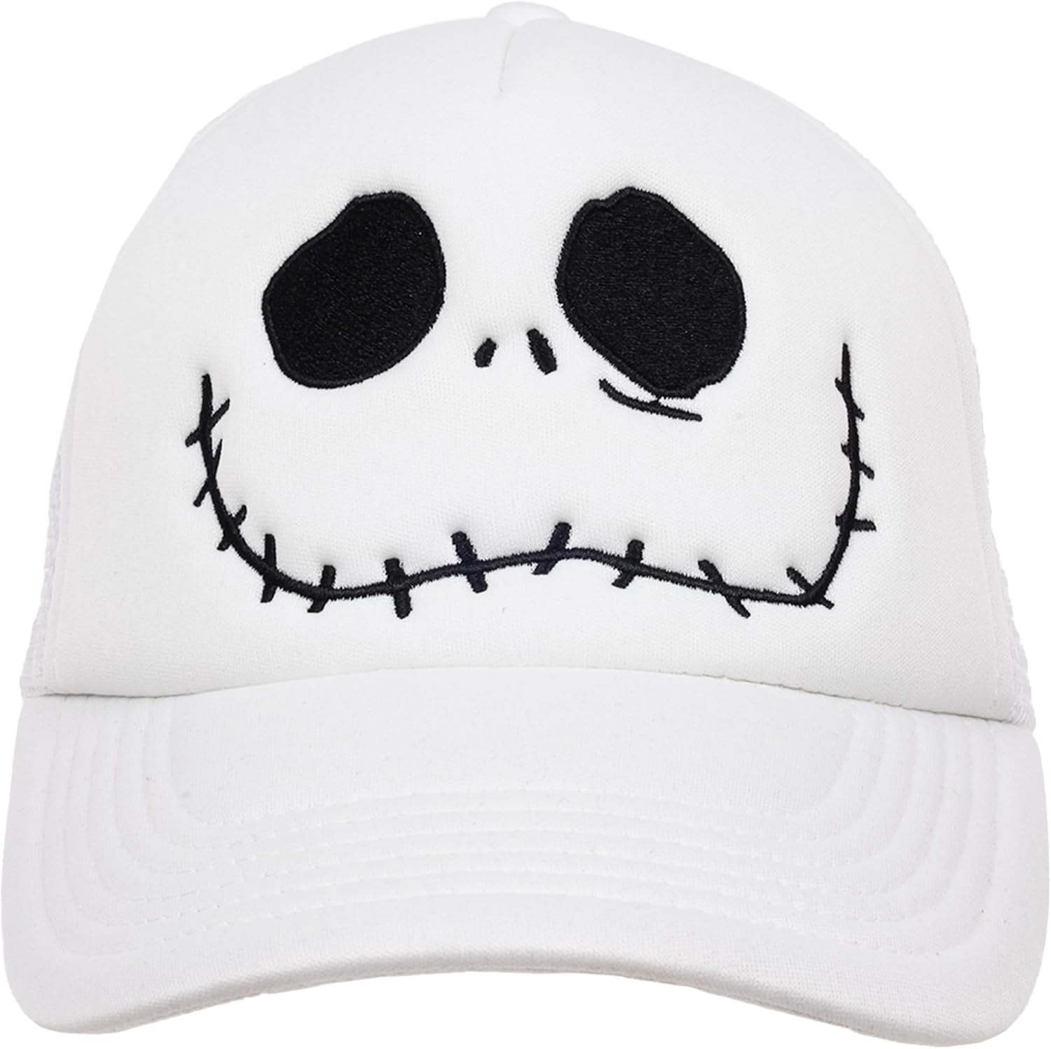 Nightmare Before Christmas Boys Baseball Hat, Mesh Back Snapback, Adjustable Fit, Embroidered Jack Skellington Face, White - Image 2