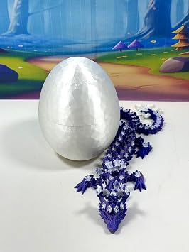 Generic 3D Printed Dragon, 12"" Articulated Blue Purple and White Cherry Blossom Dragon, Fidget ADHD Autism Toy Executive Desk Toy D033-DR