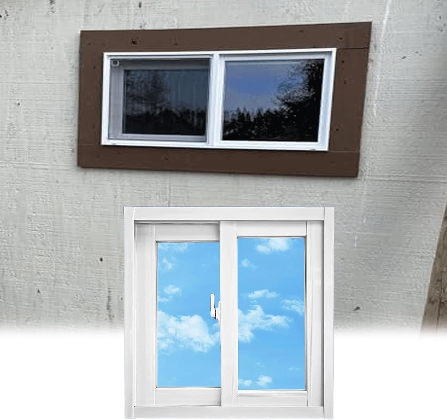 White Aluminum Sliding Window, House Replacement Shed Windows, Ventilation Windows with Screen and Tempered Glass, for Home, Bathroom, Basement23x12in/58x30cm