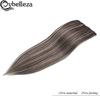 Cybelleza Csatos Hajhosszabbítás - 8 részes Egyenes Műhaj Szett 60 cm, Világosbarna és Szőke, Hajdúsító, Természetes Hatású 4