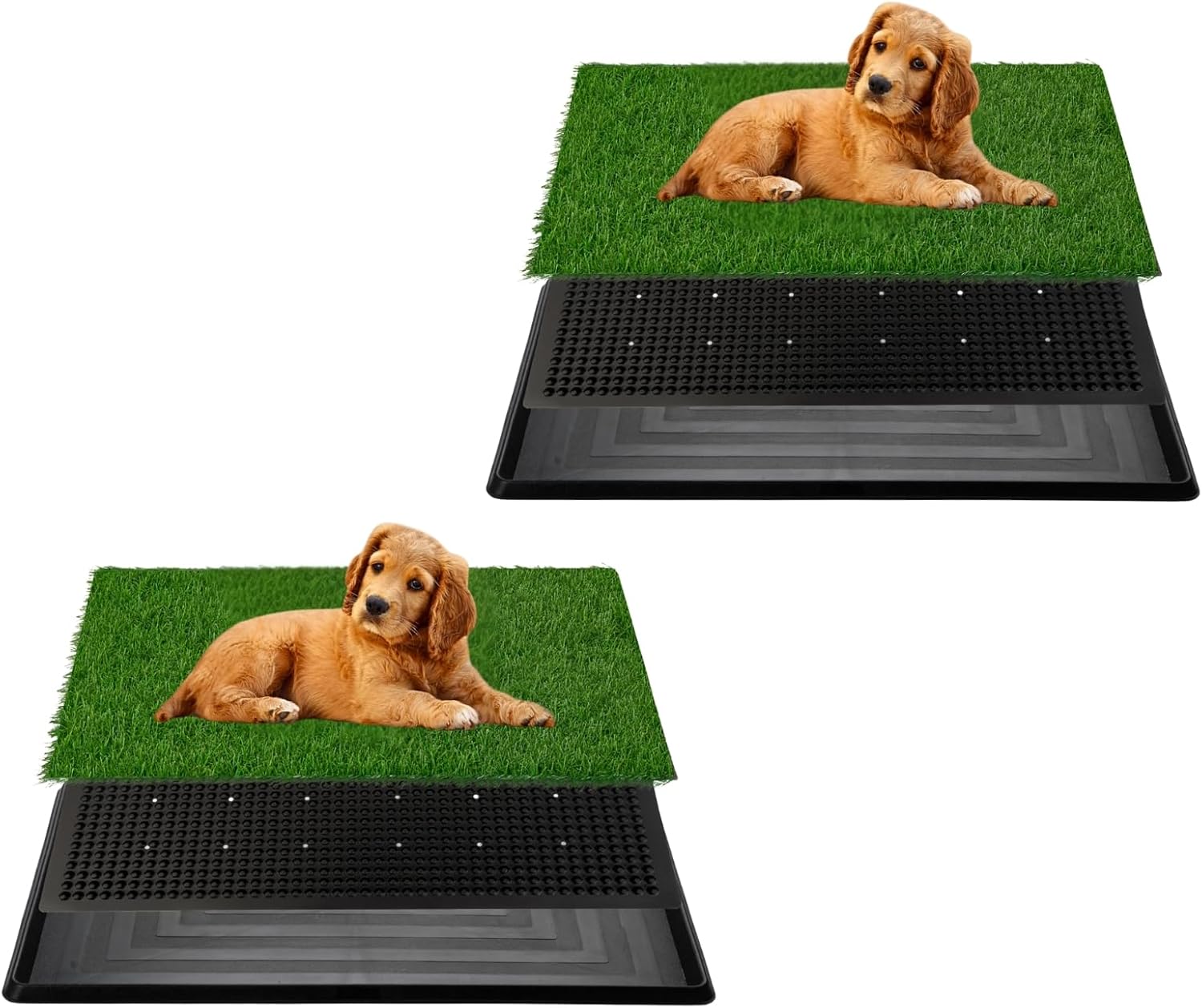 Artificial Grass for Dog Potty – 16 x 20 inch,Dog Litter Box with Grass Strong Absorbency Grass Pad with Tray,Potty Training Pad，2 Pack