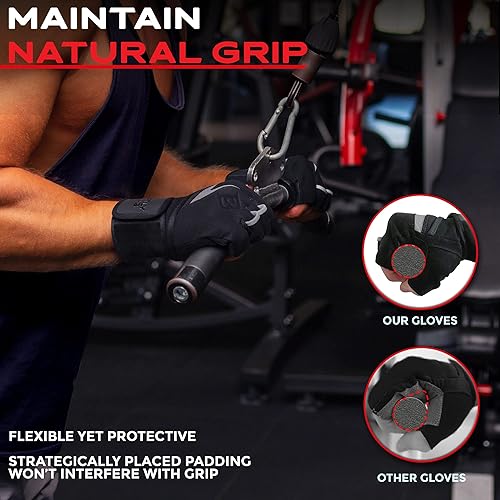 Miniatura 4 de No-Rip Workout Gloves for Men&Women, Weight Lifting Gloves for Men&Women with Wrist Support, Extra Grip, Full Palm Protection for Weight Lifting