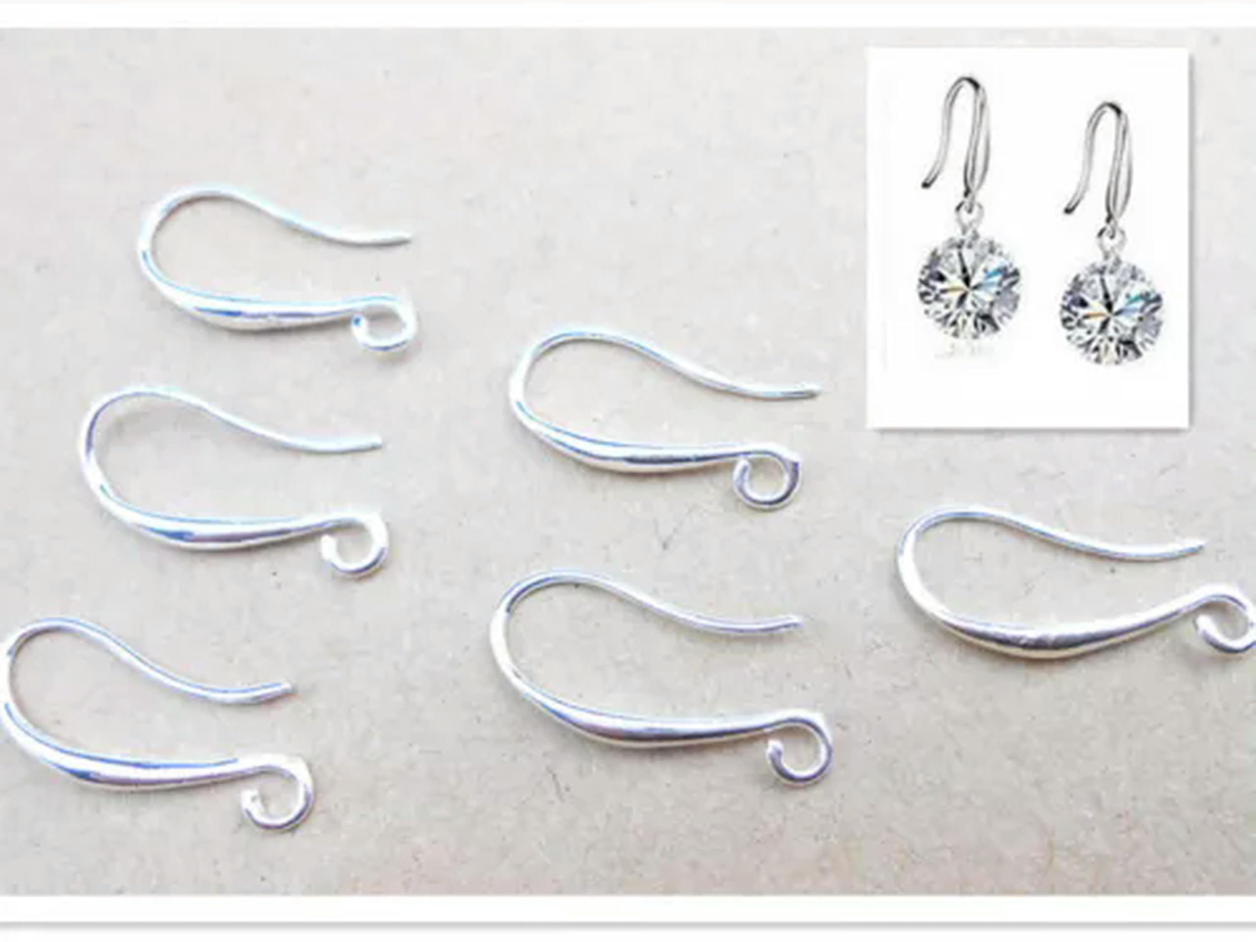 50-200 Pezzi di Accessori per la creazione di Gioielli in Argento Liscio con Gancio per Orecchini in cristallo-200