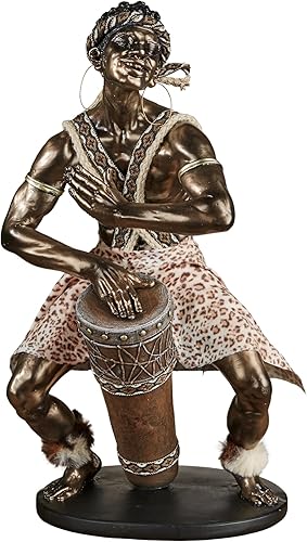 Touch of Class Jembe - Escultura de mesa para jugador de tambor africano, bronce de 8 pulgadas de ancho x 5.5 pulgadas de profundidad x 16 pulgadas