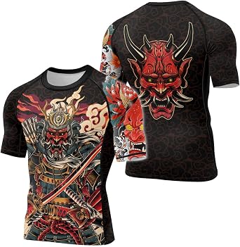 Samurai Short Sleeve Rash Guard for Men Baselayer Skin Performance Fit Compression Shirt MMA BJJ Jiu Jitsu