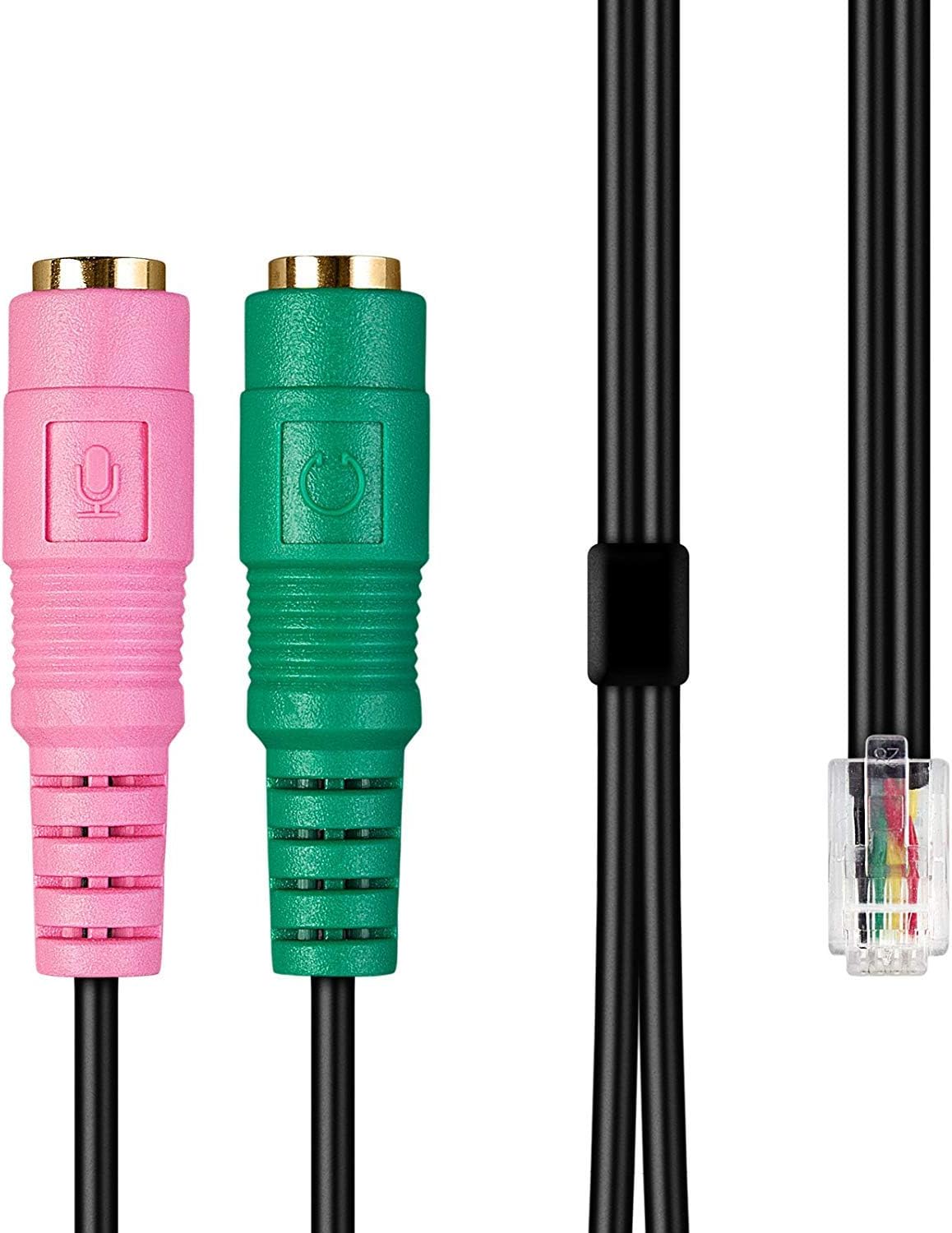Headset Buddy PC Dual 3.5mm to RJ9/RJ10 Headset Phone Adapter – Compatible with Cisco