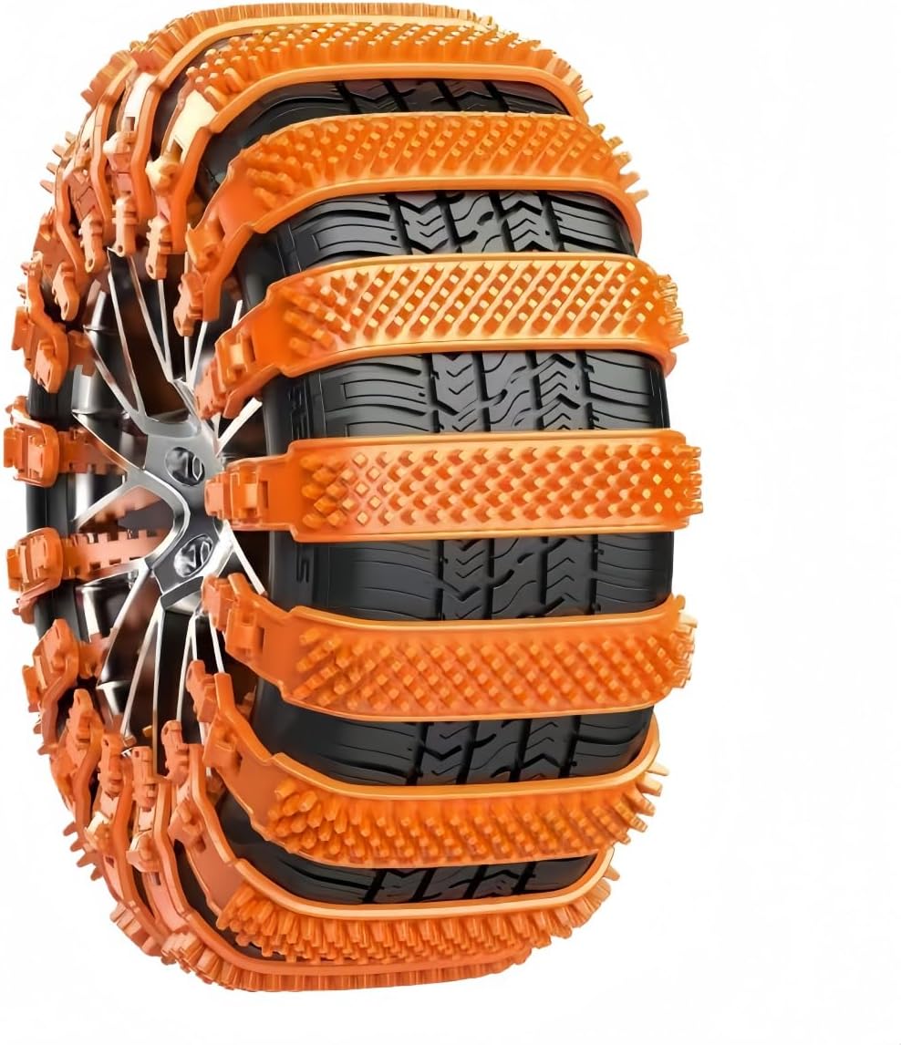 Car Snow Chains Compatible with Lexus ES 2019-2025, Snow Tires Chains, Easy Install Anti-Slip Tire Traction for Snow and Ice, Passenger Car Snow Chains,20 items-Orange