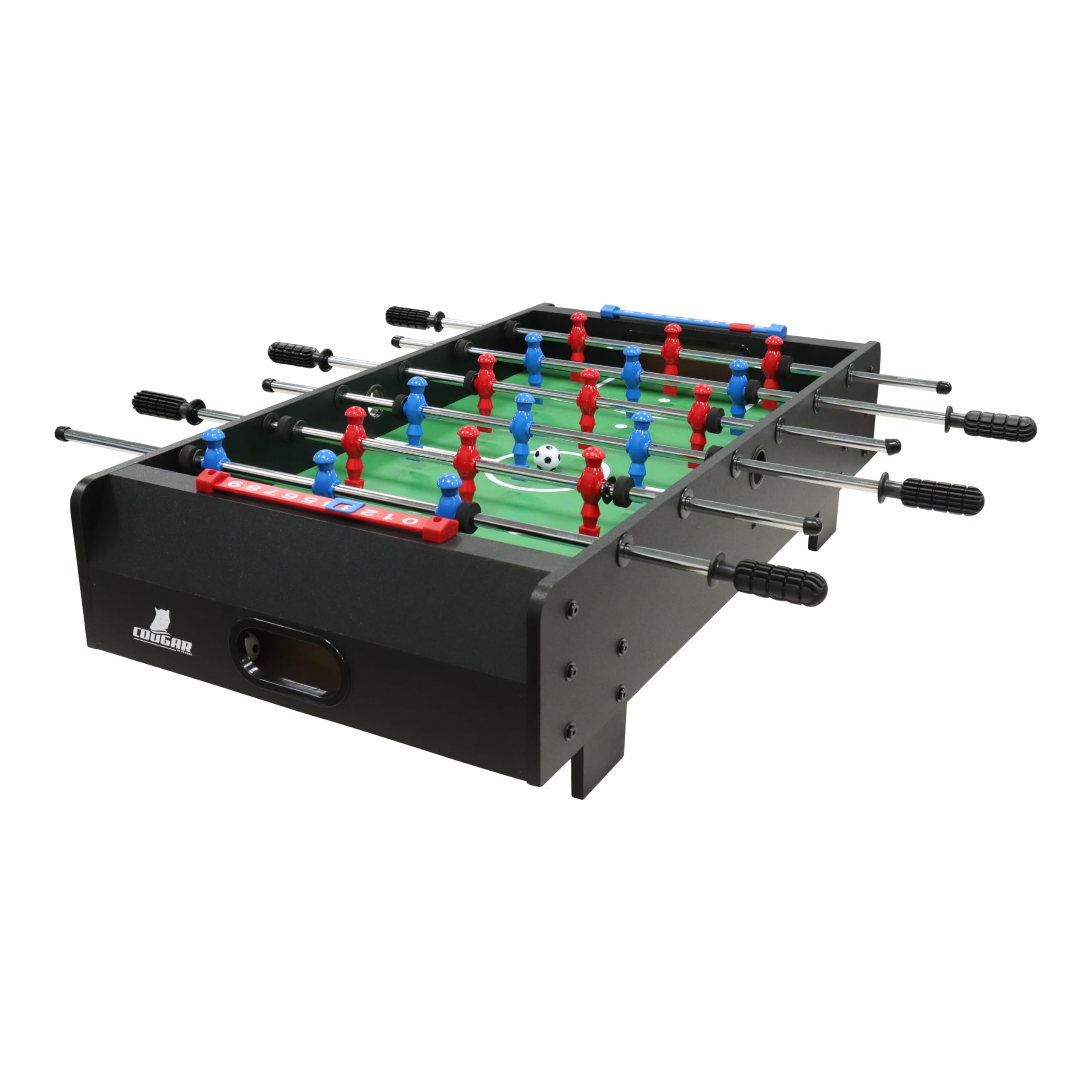 Cougar Tischkicker Mini 3ft | Kickertisch in Schwarz - Stabile Durchgehende Stangen | Fußballtisch inkl. 2 Bälle & Punktezähler | Indoor Tischfußball für Erwachsene | Maße 94 x 50,5 x 24 cm