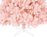 Vista 6 de Bonnlo - Árbol artificial completo de 6 pies, rosa, con 1,600 ramas, de Navidad, decoración navideña, con resistente base de metal