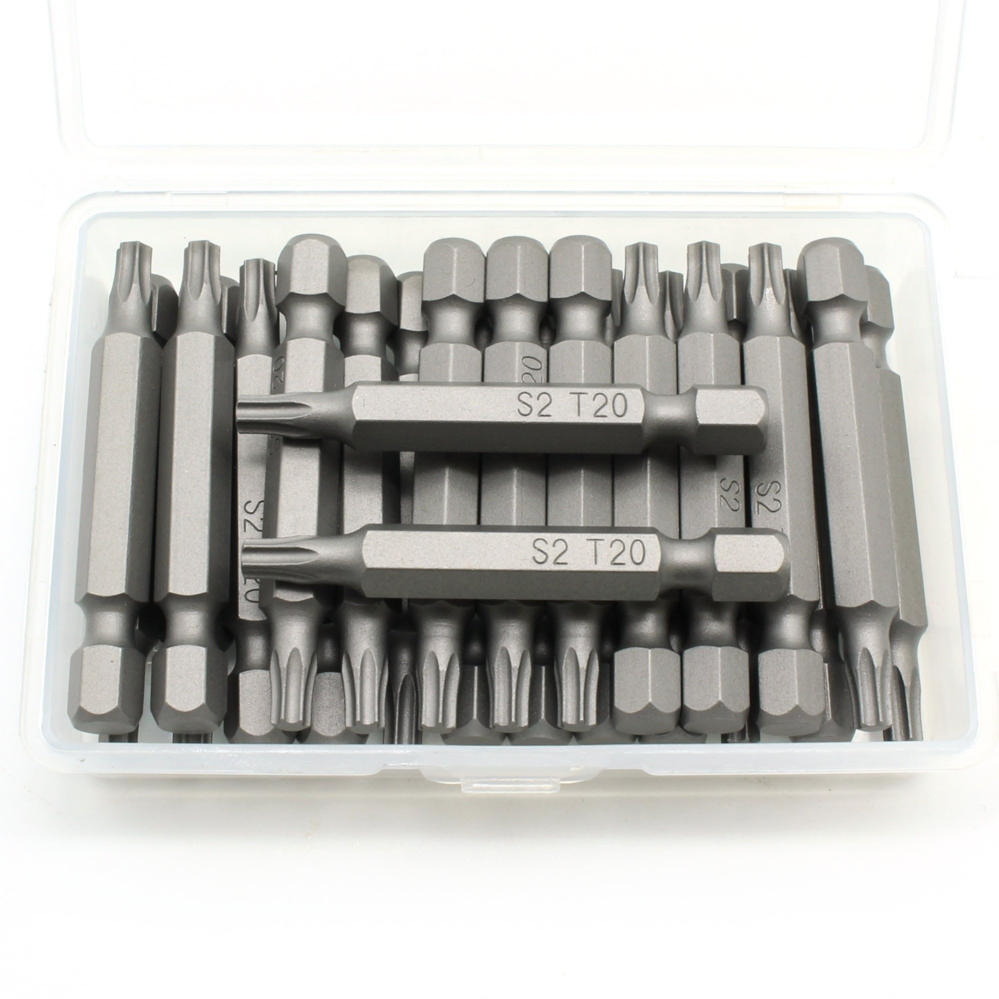 TMAX 25 pc T20 Torx Star 6 Point T-20 Screwdriver Impact Ready 2 Inch Length Insert Bits Hex Shank with Quick Release Slot