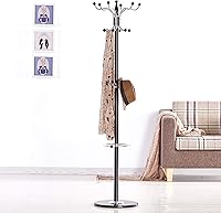Vista 13 de Perchero de metal independiente, percheros con 16 ganchos, base de mármol, perchero para sombrero, perchero de metal, para dormitorio, sala de Blanco