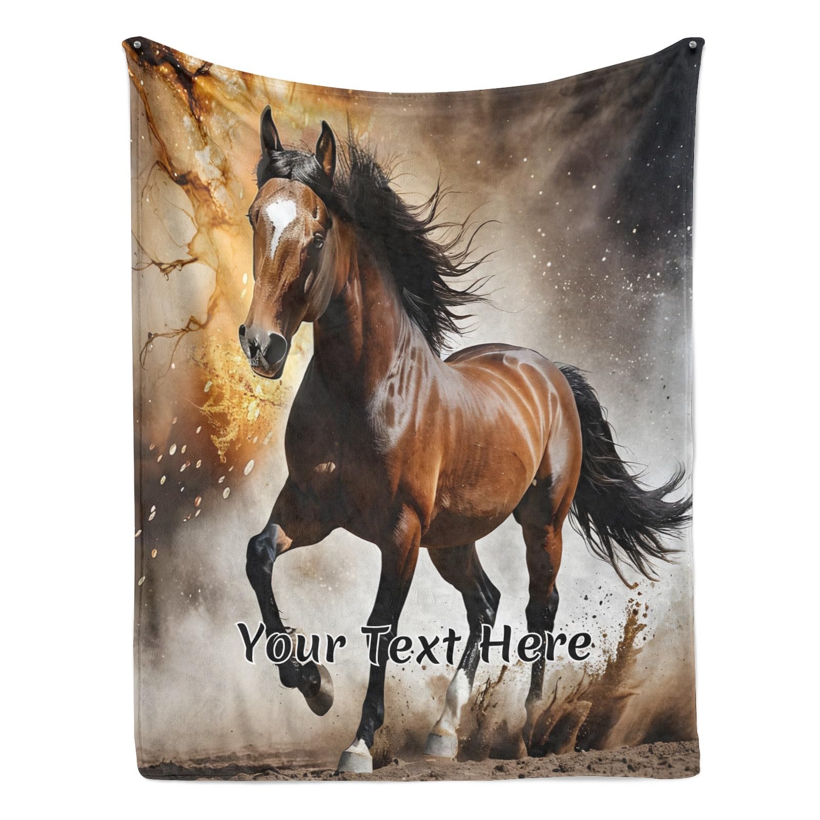 Manta personalizada de caballo marrón, manta con nombre personalizado para sofá, silla, sofá, hogar, cumpleaños para amantes de los caballos, mantas suaves y acogedoras