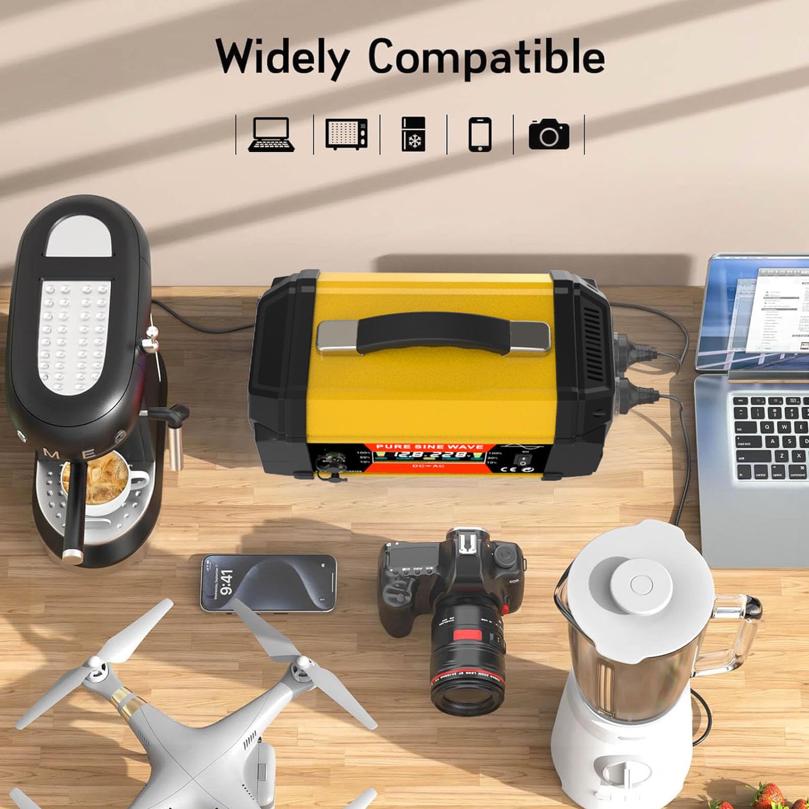YWBL-WH Cargador Inversor de CC a CA de 800 W, Material ABS, Carga Rápida con USB para Coche Camión, Adecuado para Ordenador Portátil y Teléfono