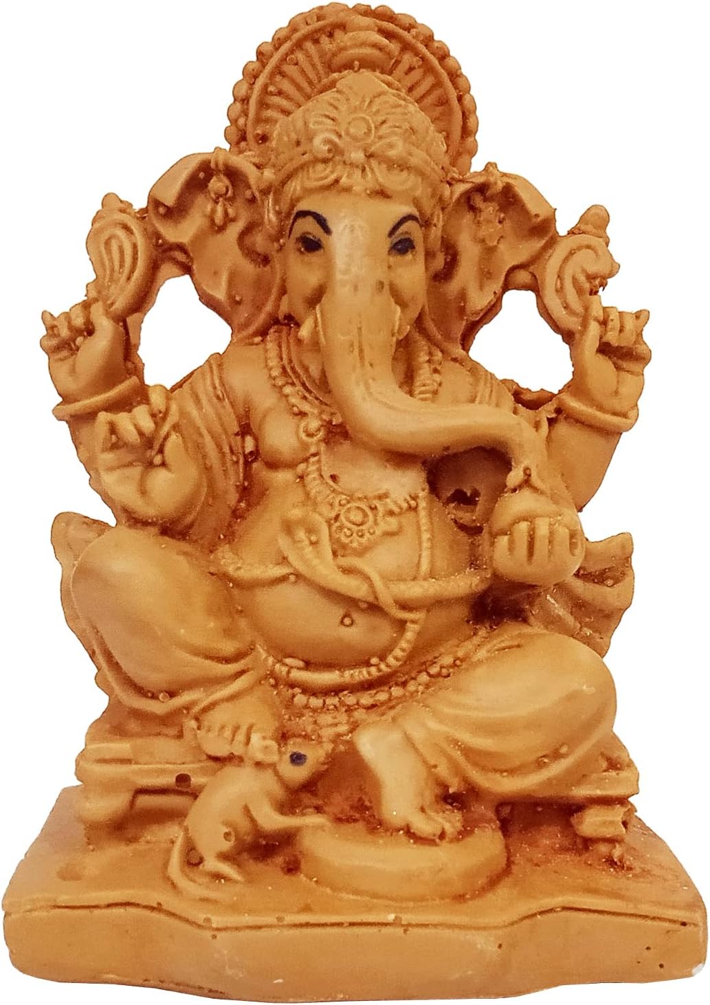 Purpledip Resin Idol Ganesha Siddhi Vinayak: Wood Finish Statue for Home Decoration Gift (12659)
