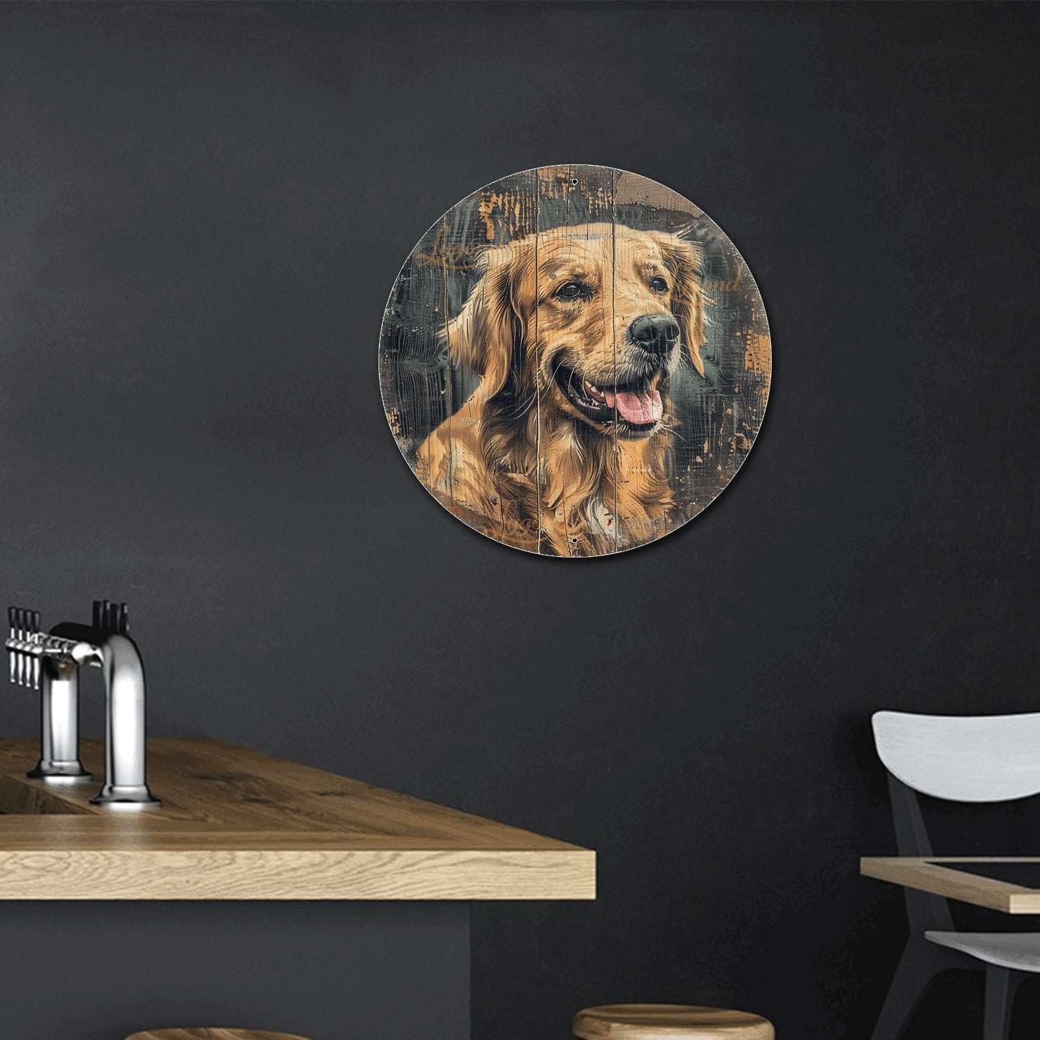 Lygond Metal Sign Tin Sign Golden Retriever Dog Distressed Wood Sign for Rustic Home Decor and Dog Lovers Garden Tin Signs for Pet 8×8 Inches image 4