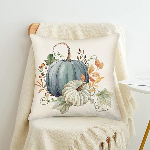 Miniatura 2 de Fundas de almohada de calabaza de otoño de 18 x 18 pulgadas, hojas de arce, fundas de almohada individuales para decoración de casa de campo,