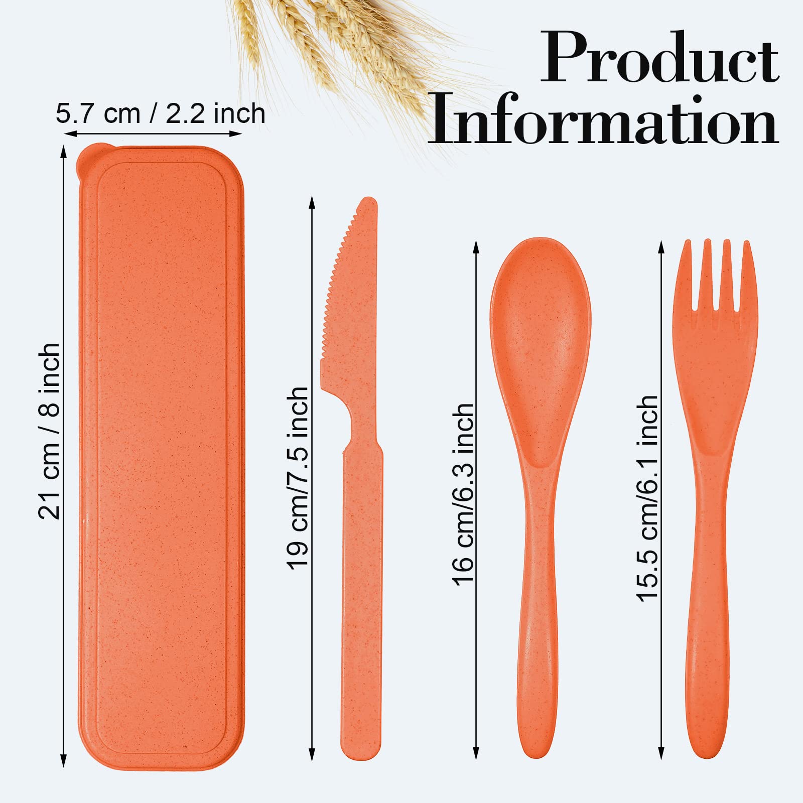 Yahenda 28 Sets Reusable Travel Utensils Set with Case Wheat Straw Cutlery Portable Spoon Knife Fork Tableware Lunch Box Accessories Bulk for Adults Travel Picnic Camping Utensils Gifts (Multicolor)