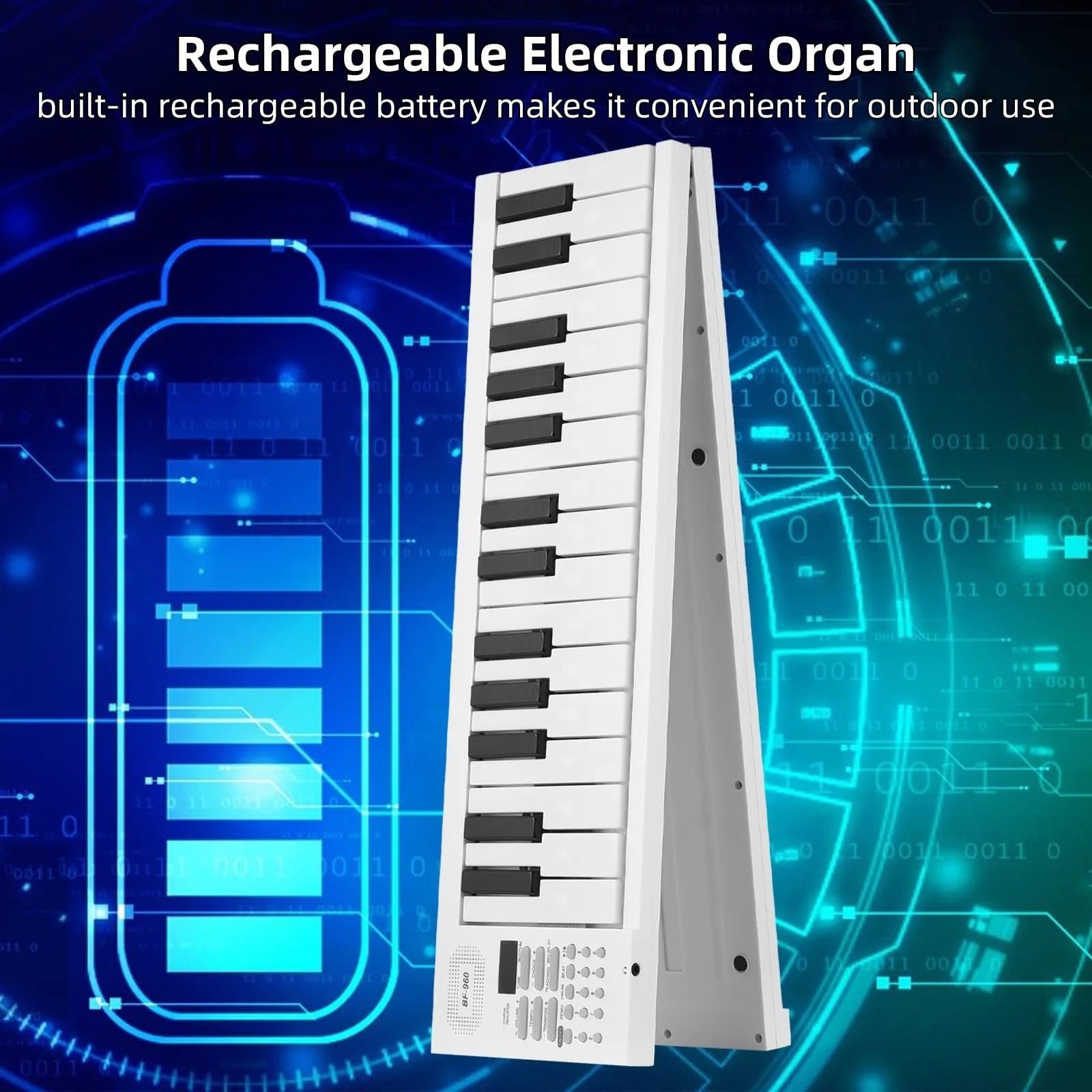 Tastiera Elettronica Tastiera Multifunzionale Per Pianoforte Elettronico Pieghevole A 61 Tasti Con Display A LED Pianoforte Digitale