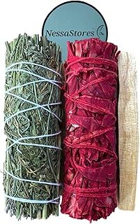 NessaStores 3 pc Smudge Stick Sampler of Ruda Rue, Dragon's Blood Sage, & Palo Santo - 4 Inch, All Natural, Ethically Sourced for Home Cleansing JC-209-B