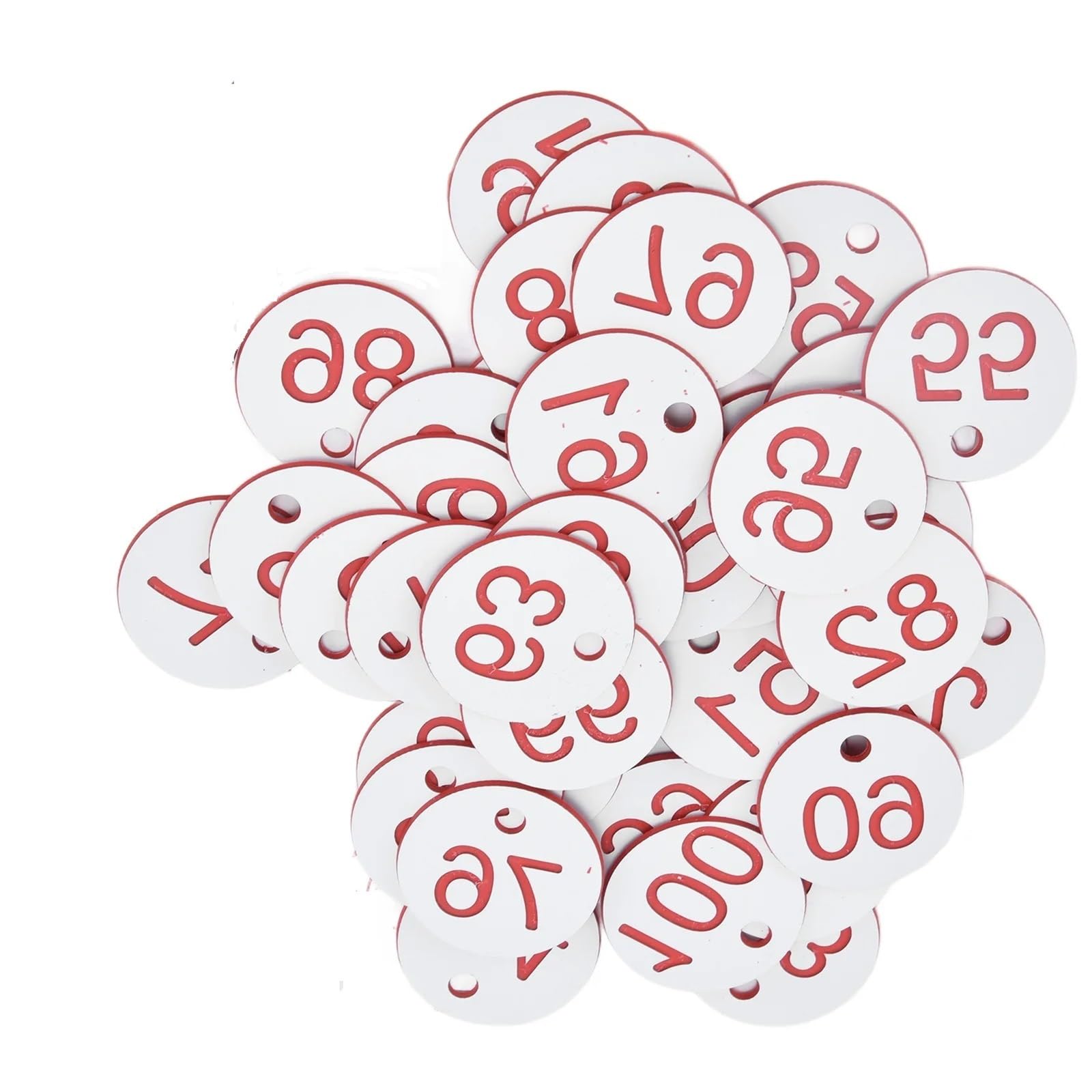 Plastic Numbered Discs, Plastic Sequential Number Tags Pack Of 100 Multicolor 3.5cm(WHITE)