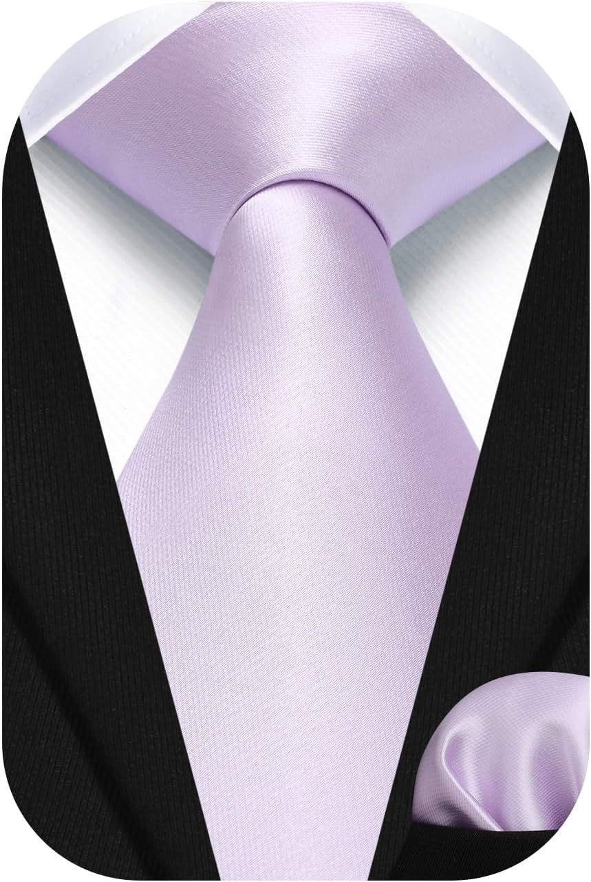 Ties for Men Formal Ties with Pocket Square Set Classic Solid Color Mens Tie Handkerchiefs Satin Silk Neckties in Box - Image 8