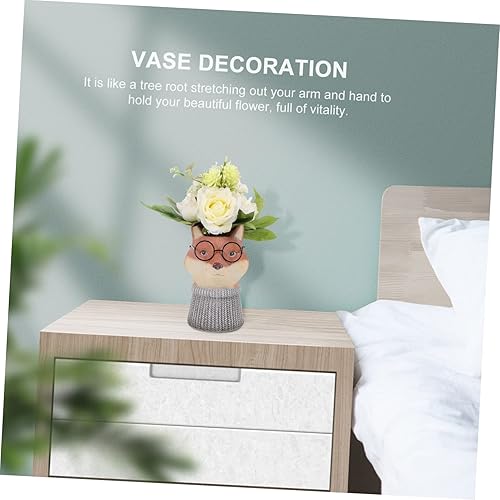 Miniatura 3 de WOONEKY 1 maceta creativa de escritorio diseño de animales delicada decoración de resina para balcón decoración de flores maceta de zorro adorno de