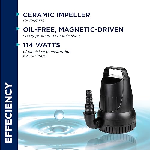 Miniatura 5 de Alpine PAB1500 Bomba de estanque para huracán, 8 pulgadas de largo x 6 pulgadas de ancho x 9 pulgadas de alto, multicolor