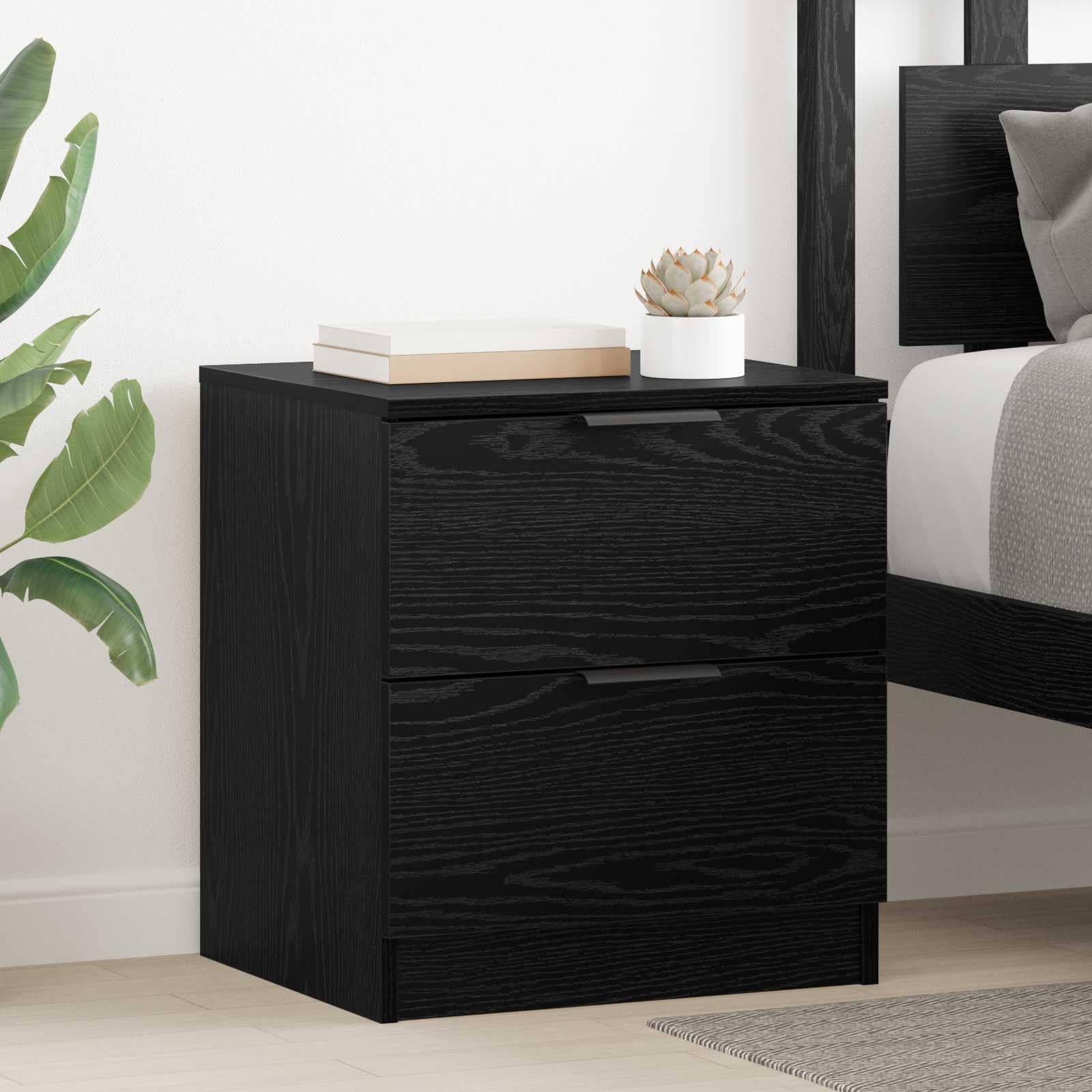 Lot de 2 tables de chevet aspect chêne noir au fini haut de gamme