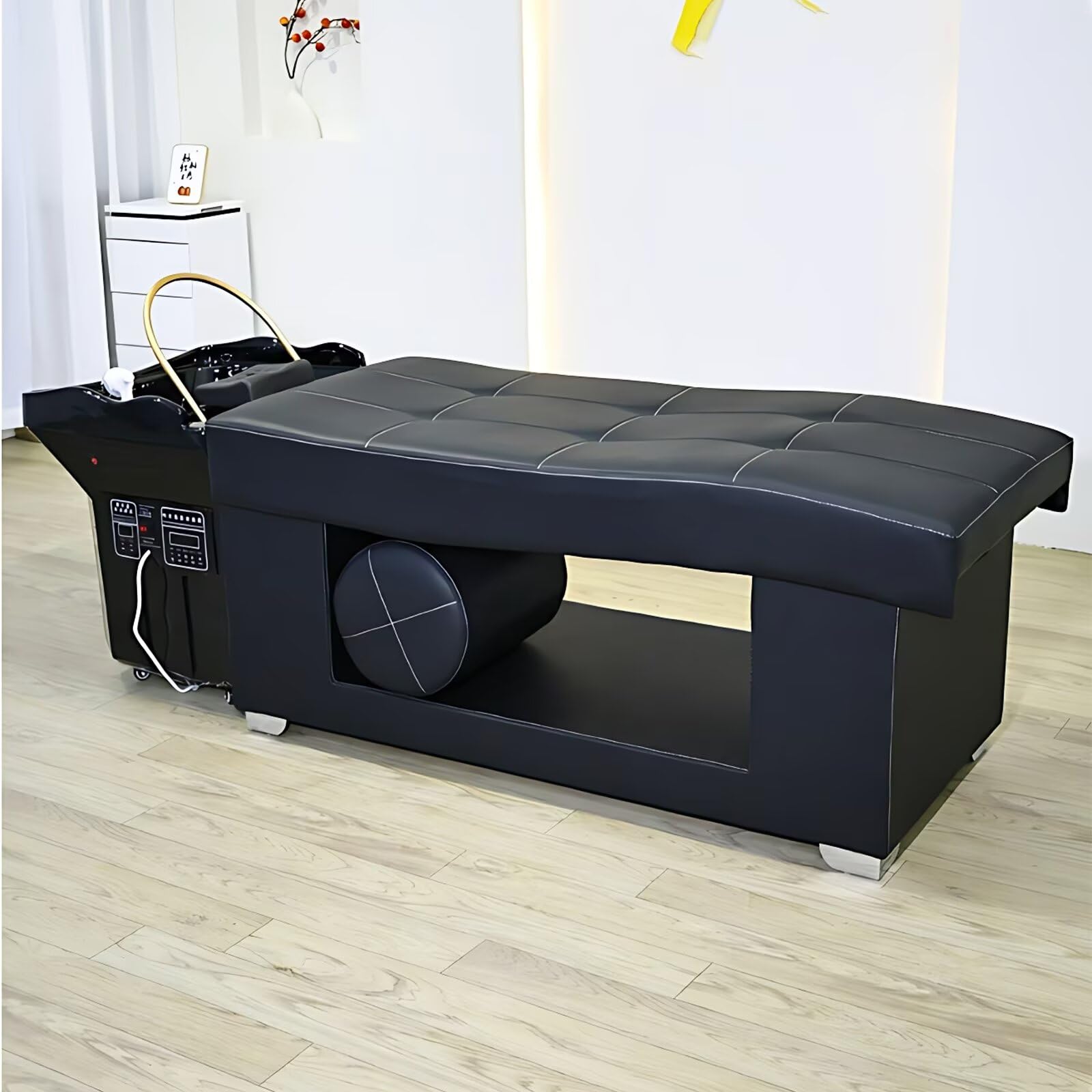 Massage Shampoo Bed Salon Equipment with Head Spa Fumigation Water Storage Black Simple Fashion Design Beauty Bed