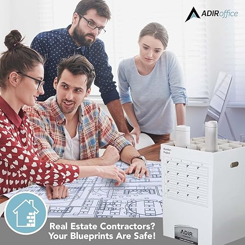 Miniatura 7 de Adir - Organizador de almacenamiento de archivos en rollo de cartón, clasificador de archivos vertical, planos, póster, planos, envoltura de regalo