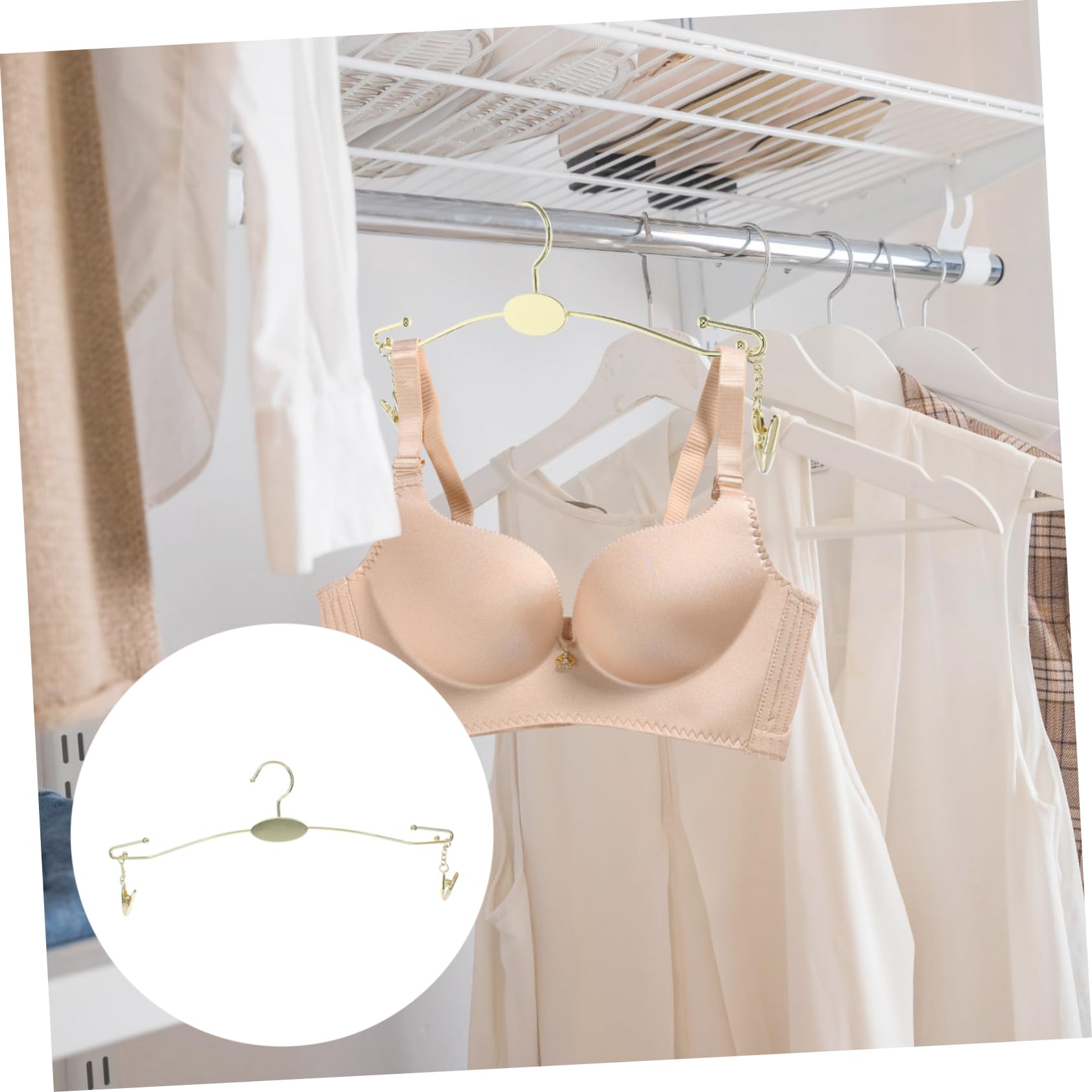Cabilock 1set Panty Rack Hanger Hanging Rack Drying Rack Clothing Hook Clips Underwear Drying Rack Socks Drying Rack Drip Drying Rack Diaper Drying Rack Iron Golden 10pcs